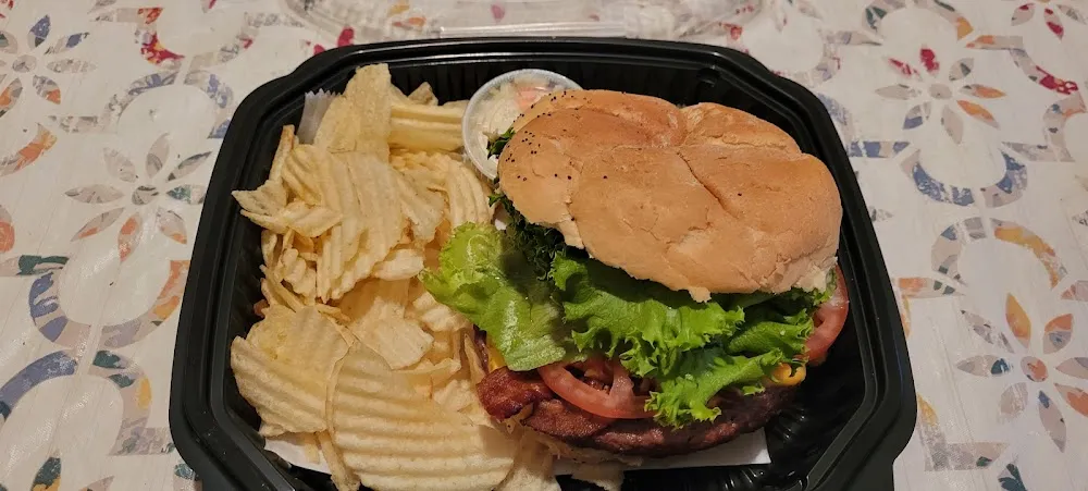 Bacon Cheeseburger and Chips